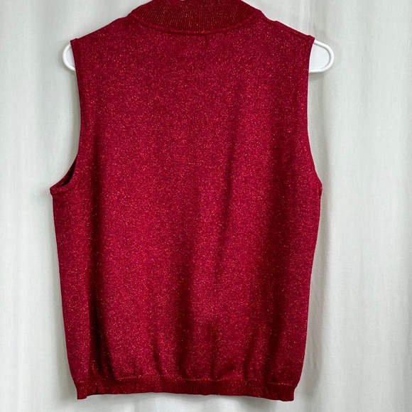 Style & Co. Collection Red Acrylic Cotton Metallic Pullover Sleeveless Sweater - Picture 5 of 7